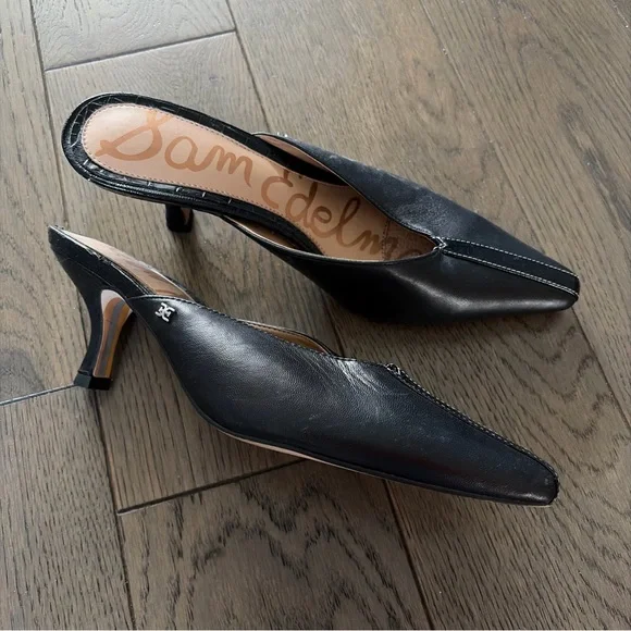 Sam Edelman Black Tev Kitten-Heel Mules Size 7.5 - Picture 4 of 10